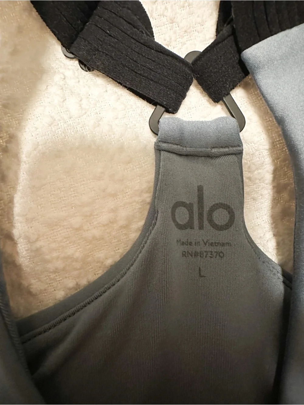 ALO Yoga Airlift Suit Up Bra in Dusty Blue (Size: Large)